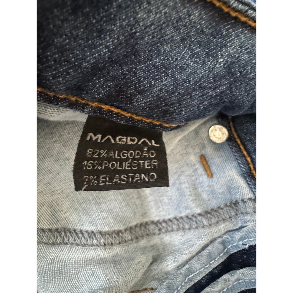 Magdal Dark Wash Flare Leg Jeans Mid Rise Denim Size 38 US 4-6 Bootcut Indigo - Picture 7 of 9